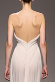 Sweetheart Sheath Elegant Ivory Ruched Long Evening Dress