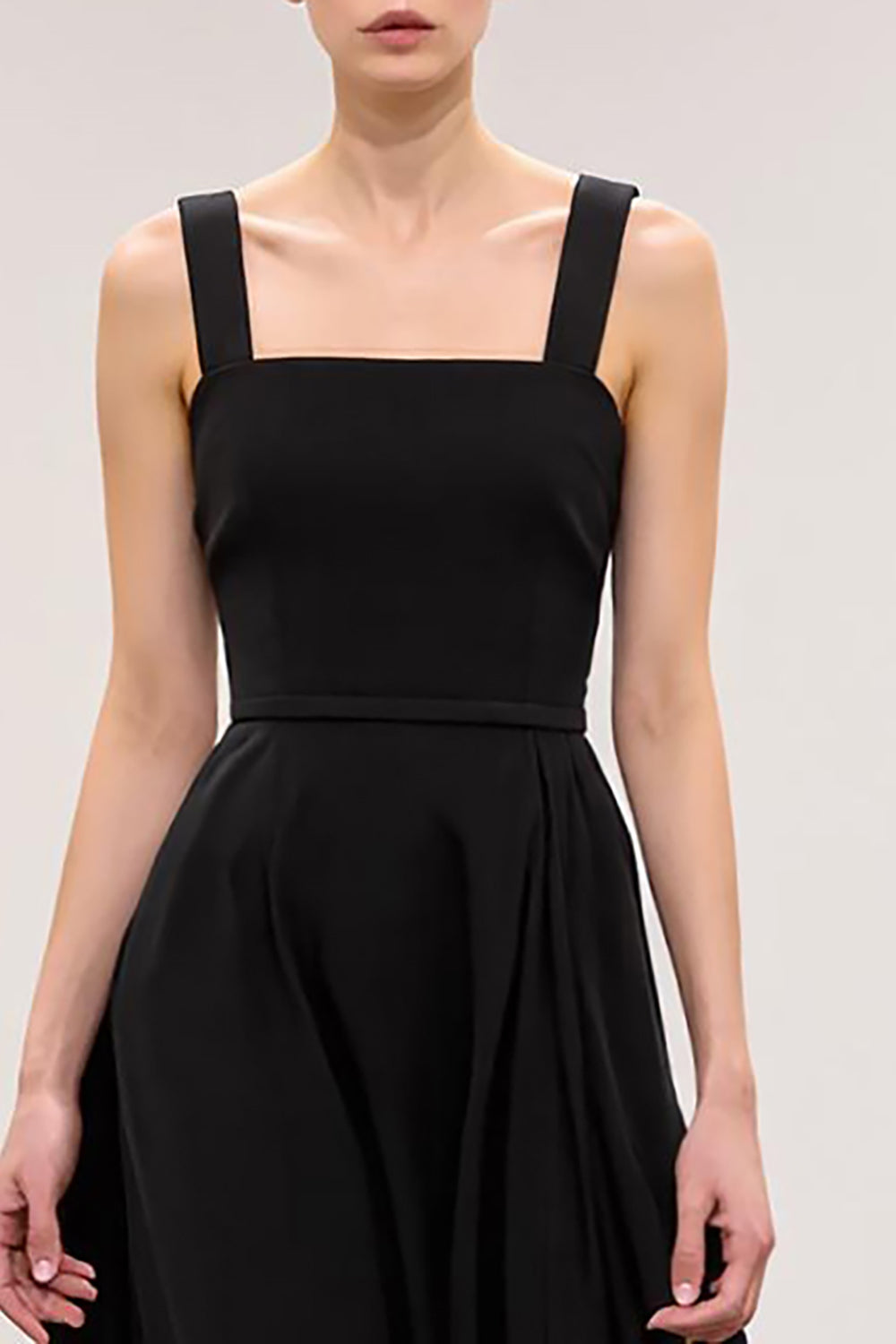 Black Square Neck A Line Long Evening Dress