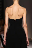 Black A-Line Strapless Velvet Evening Dress