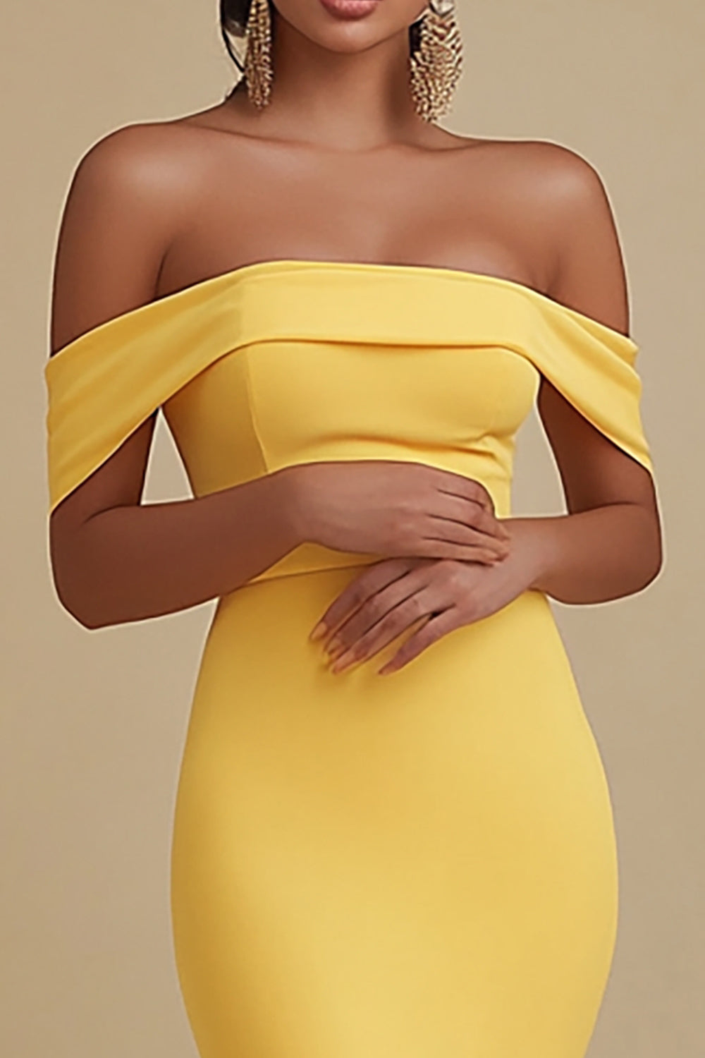 Off The Shoulder Yellow Mermaid Long Evening Dress