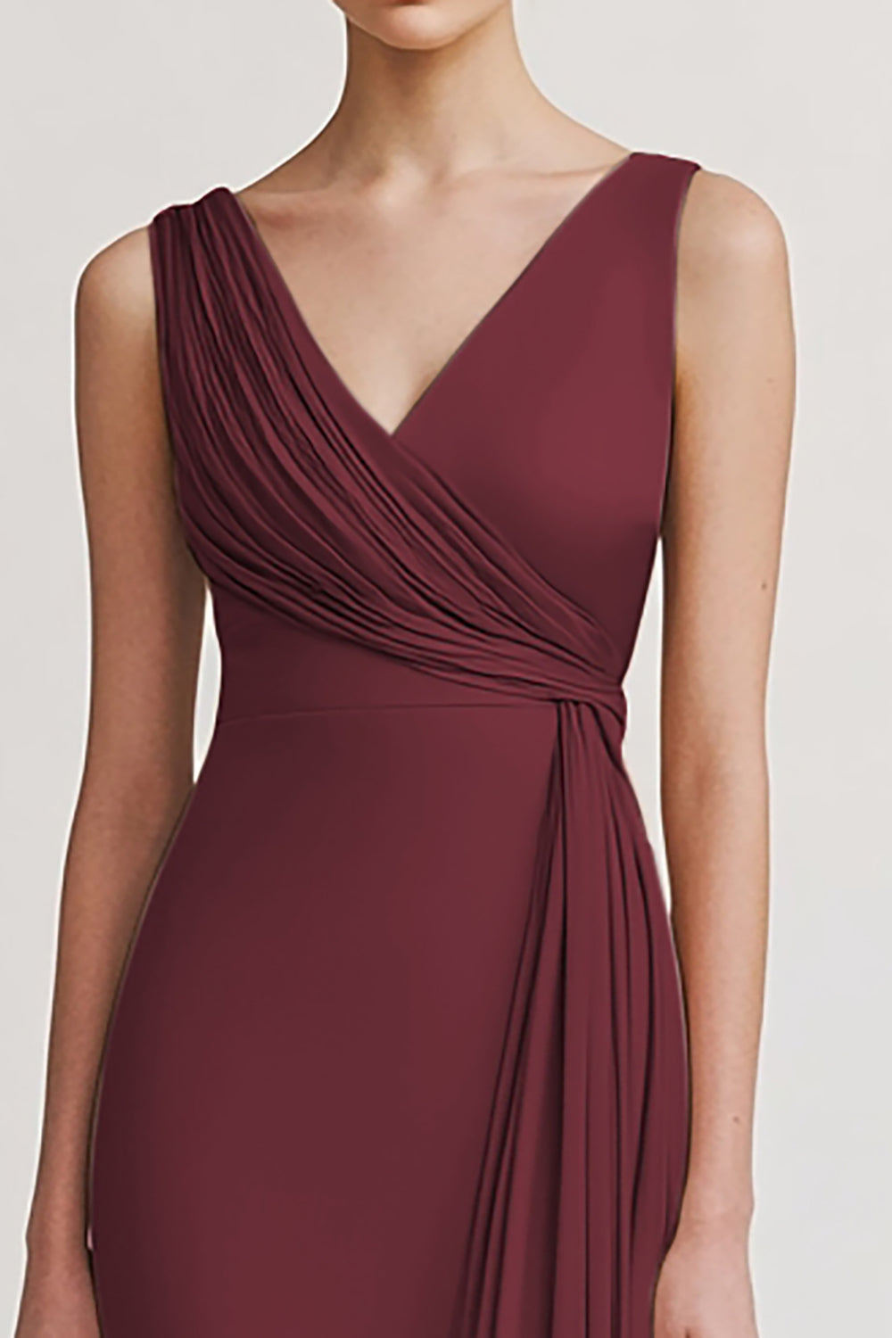 Black V Neck Sheath Ruched Evening Dress