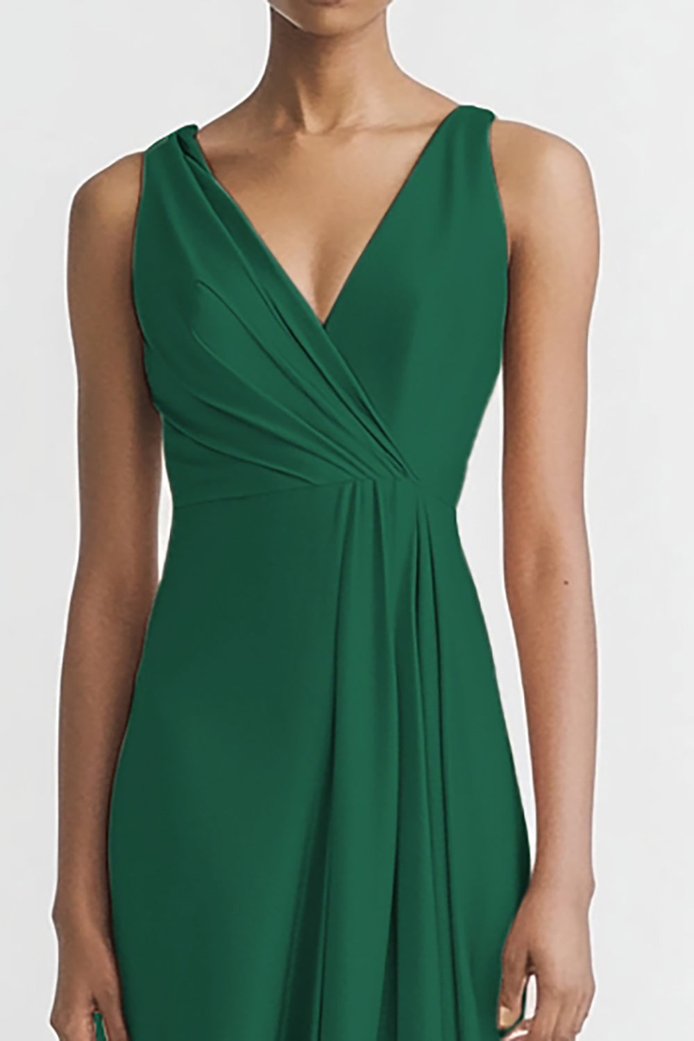 Pink V Neck Sheath Satin Long Evening Dress