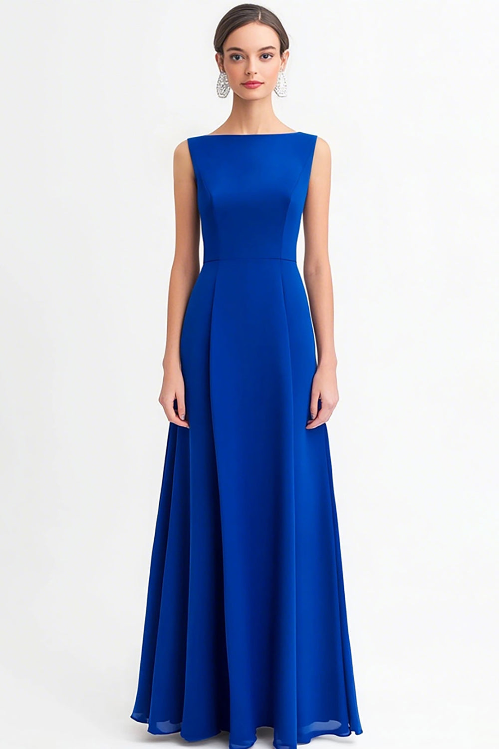 Royal Blue Boat Neck A Line Evening Dress