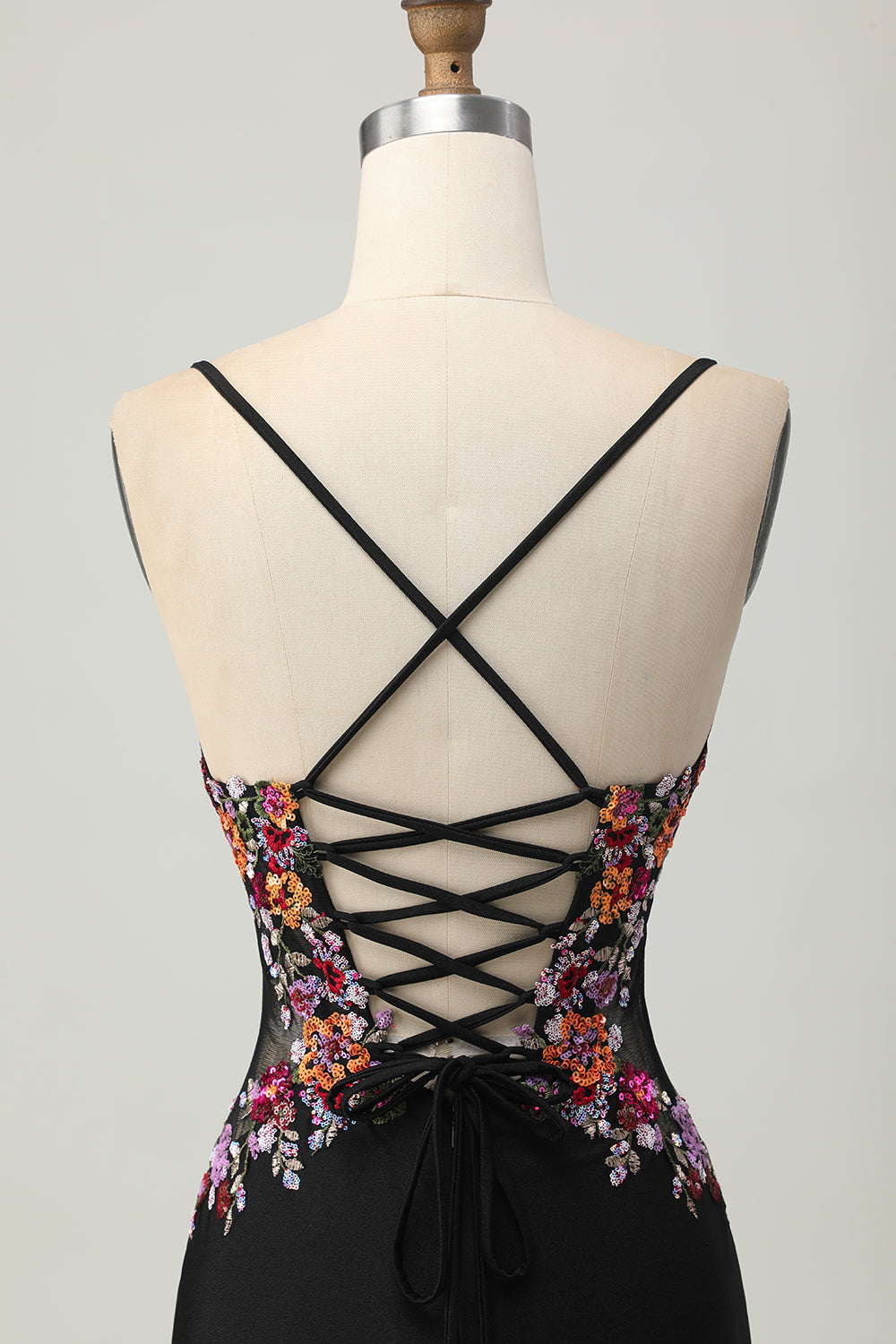 Bodycon Flower Spaghetti Straps Little Black Dress