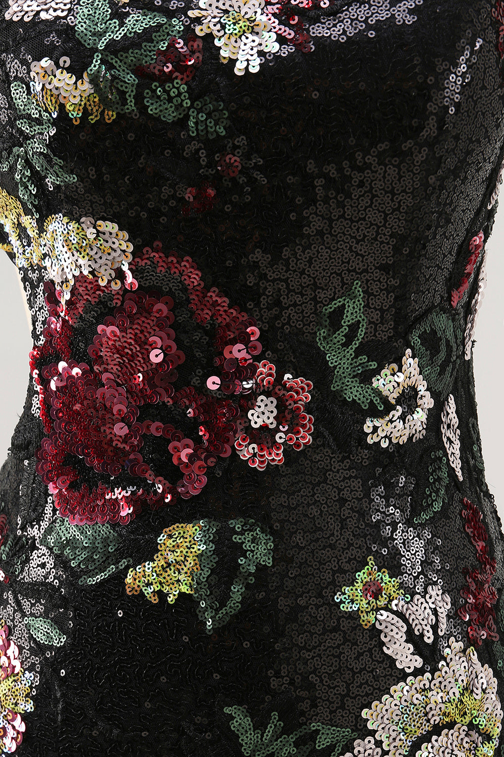 Flower Bodycon Sequin One Shoulder Little Black Dress