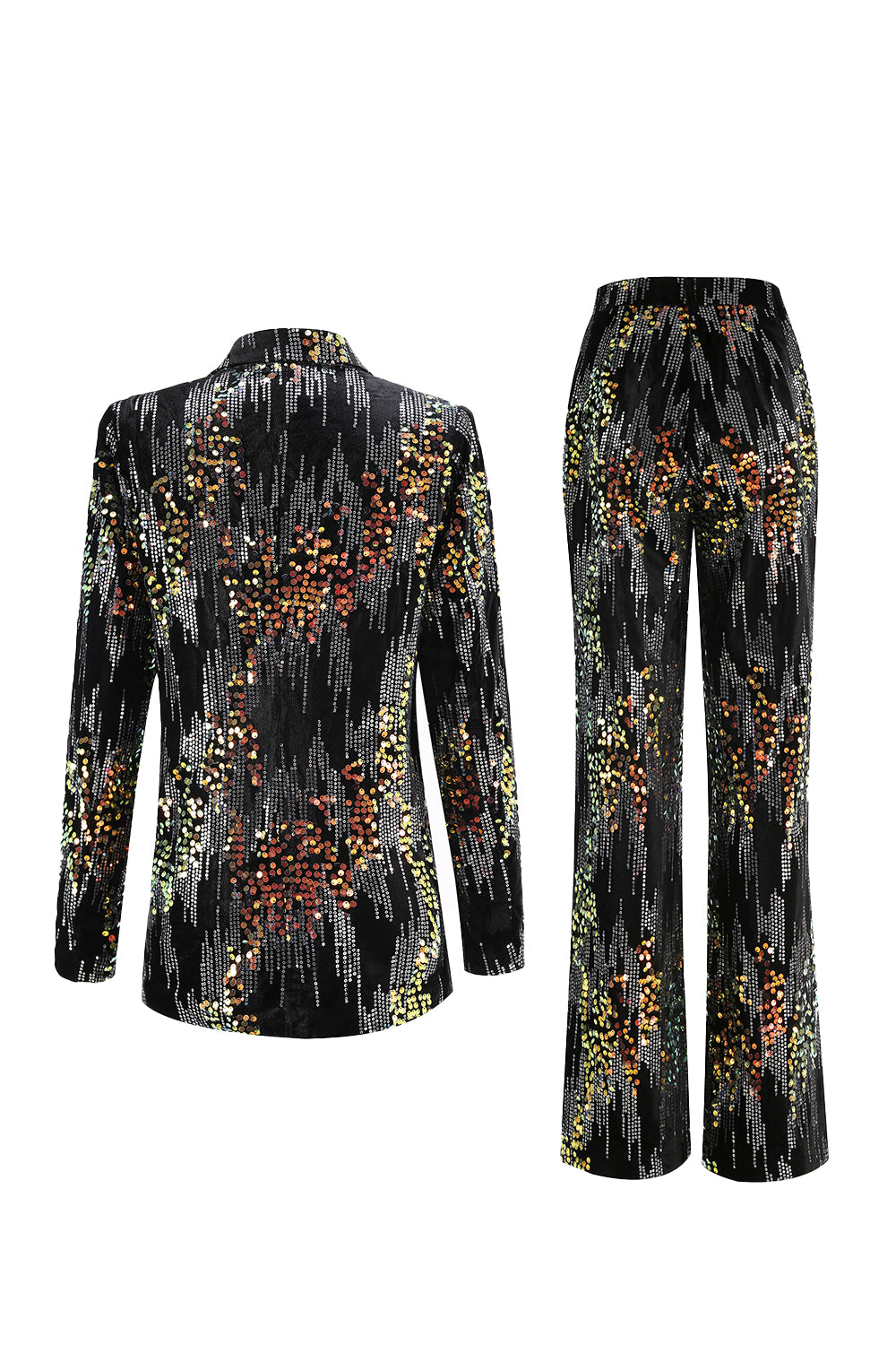 Black Peaked Lapel 2 Piece Sequin Women's Prom Suit
