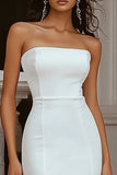 Strapless Ivory Tight Engagement Dress with Ruffles