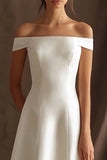 Off The Shoulder Ivory A Line Long Wedding Dress
