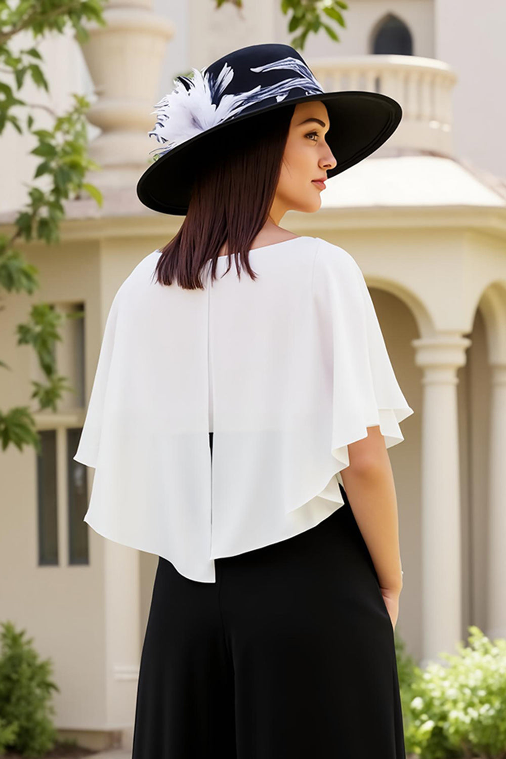 Black Square Neck A Line Chiffon Wedding Guest Dress