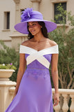 Purple Chiffon A Line High-Low Off the Shoulder Wedding Guest Dress