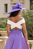 Purple Chiffon A Line High-Low Off the Shoulder Wedding Guest Dress