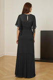 Dark Green Ruched Mother of the Bride Dress with Flutter Sleeves