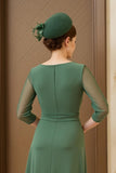 Dark Green A Line Ruched Chiffon Mother of the Bride Dress