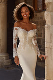 Off The Shoulder Ivory Lace Mermaid Wedding Dress