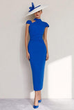 Royal Blue Halter Sheath Chiffon Mother of the Bride Dress