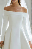 Off The Shoulder A-Line Satin High Low Engagement Dress With Long Sleeves