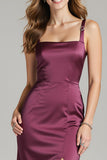 Burgundy Mermaid Satin Maxi Evening Dress With Slit
