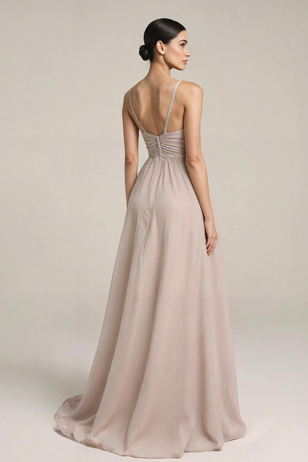 Fog Satin A Line Long Evening Dress with Slit