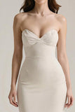 Strapless Ivory Mermaid Satin Long Evening Dress