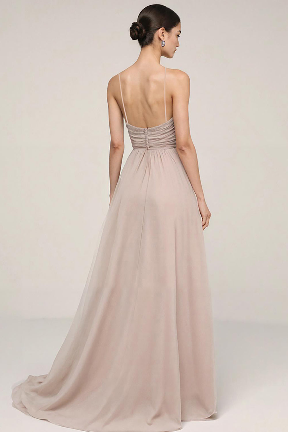 Fog V Neck A Line Ruched Long Evening Dress
