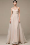 Fog Ruched V Neck A Line Long Evening Dress