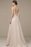 Fog Ruched V Neck A Line Long Evening Dress