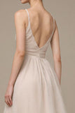 Fog Ruched V Neck A Line Long Evening Dress
