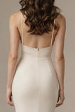 Ivory Spaghetti Straps Satin Mermaid Long Evening Dress