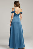 Twilight Cold Shoulder A Line Ruffled High-Low Evening Dress