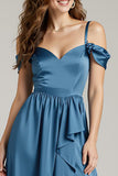 Twilight Cold Shoulder A Line Ruffled High-Low Evening Dress