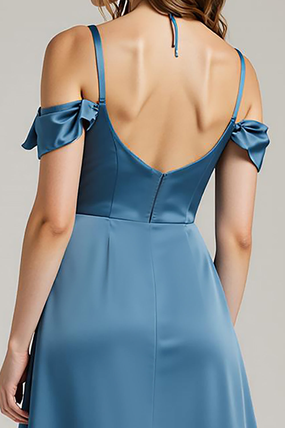 Twilight Cold Shoulder A Line Ruffled High-Low Evening Dress