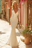 Long Sleeve Mermaid Ivory Wedding Dress with Lace