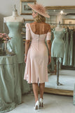 Off The Shoulder Ruched Blush Pink Mother of Bride Dress