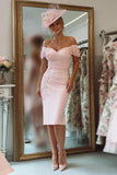 Off the Shoulder Appliqued Blush Pink Mother of Bride Dress