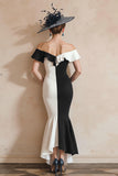 Off the Shoulder Mermaid Black and White Mother of Bride Dress
