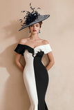 Off the Shoulder Mermaid Black and White Mother of Bride Dress