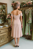 Dusty Rose Off the Shoulder A Line Mother of Bride Dress