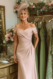 Dusty Rose Off the Shoulder A Line Mother of Bride Dress