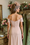 Dusty Rose Off the Shoulder A Line Mother of Bride Dress