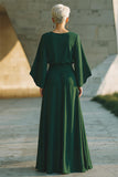 Dark Green Round Neck A Line Mother of Bride Dress