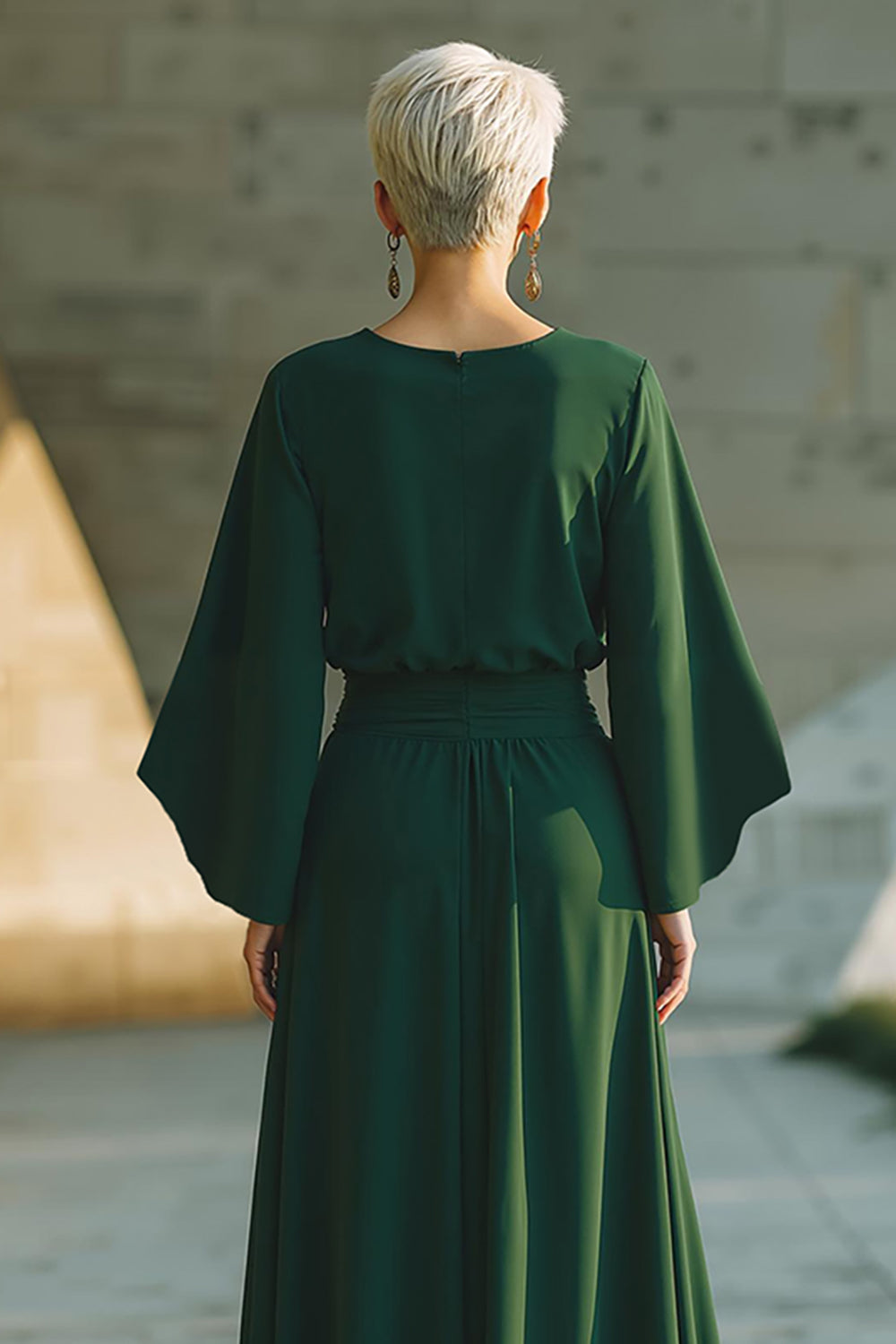 Dark Green Round Neck A Line Mother of Bride Dress