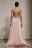 Strapless Light Pink Mermaid Evening Dress with Slit