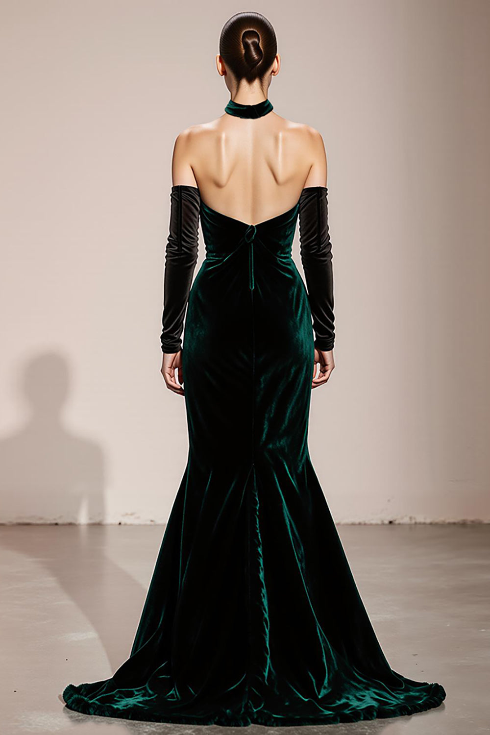 Halter Velvet Dark Green Mermaid Long Evening Dress