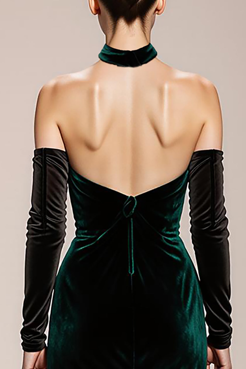 Halter Velvet Dark Green Mermaid Long Evening Dress