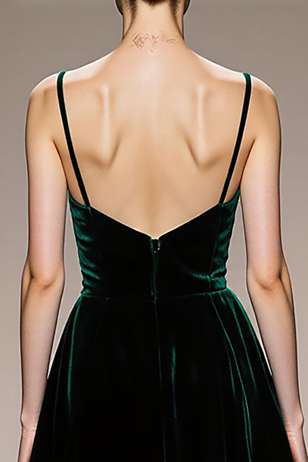 Velvet Dark Green A Line Long Evening Dress with Slit