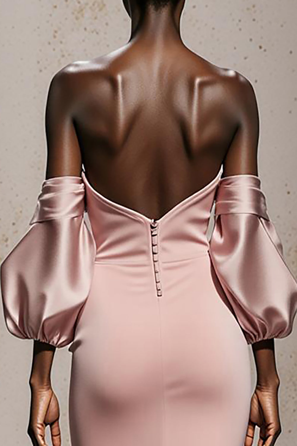 Off The Shoulder Light Pink Satin Mermaid Evening Dress