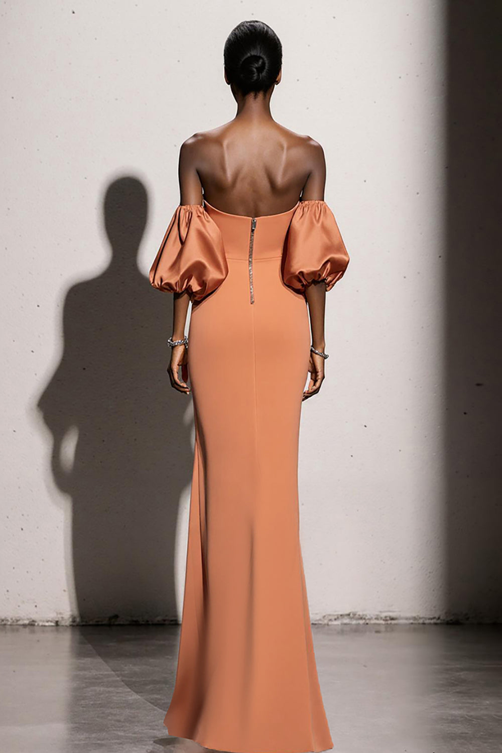 Off The Shoulder Orange Mermaid Long Evening Dress