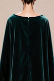 Dark Green Sheath Velvet Evening Dress with Cape Sleeves