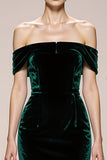 Off The Shoulder Dark Green Mermaid Velvet Evening Dress