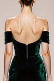 Off The Shoulder Dark Green Mermaid Velvet Evening Dress